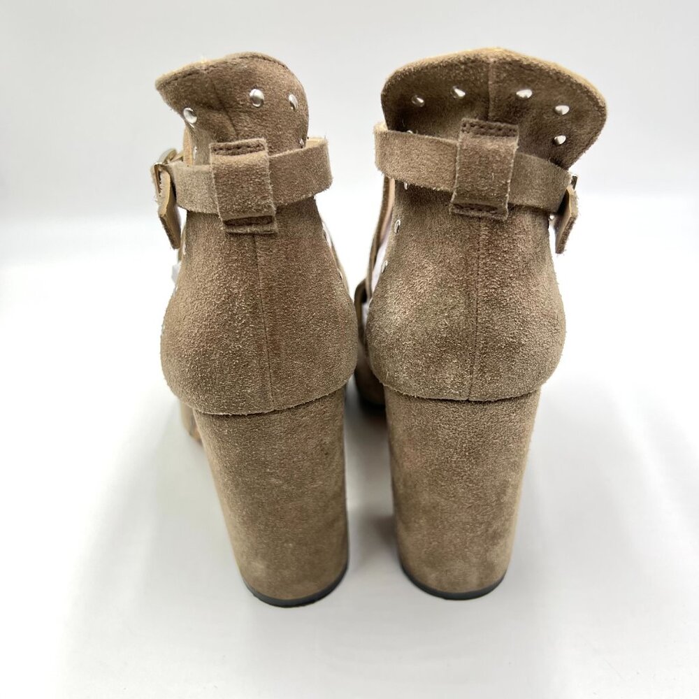 Navyboot Womens Size 38 EU Beige Greige Taupe Suede Leather Heels Shooties Shoes - Picture 6 of 11